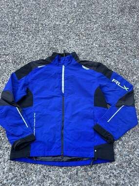 RLX Ralph Lauren Blue Black Full Zip Softshell Primaloft Jacket Size L